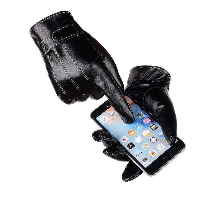 Men's and Women's Touch Screen Leather Gloves Winter Warm Waterproof Windproof fleece-lined Thickened Outdoor Motorcycle Riding Gloves
