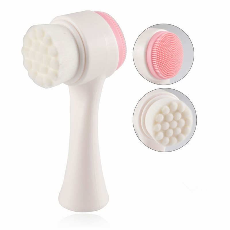Silicone Double-sided Soft Wool Face Brush 3D Manual Cleansing Brush Makeup Remover Blackhead Pore Cleaning Manual Cleanser