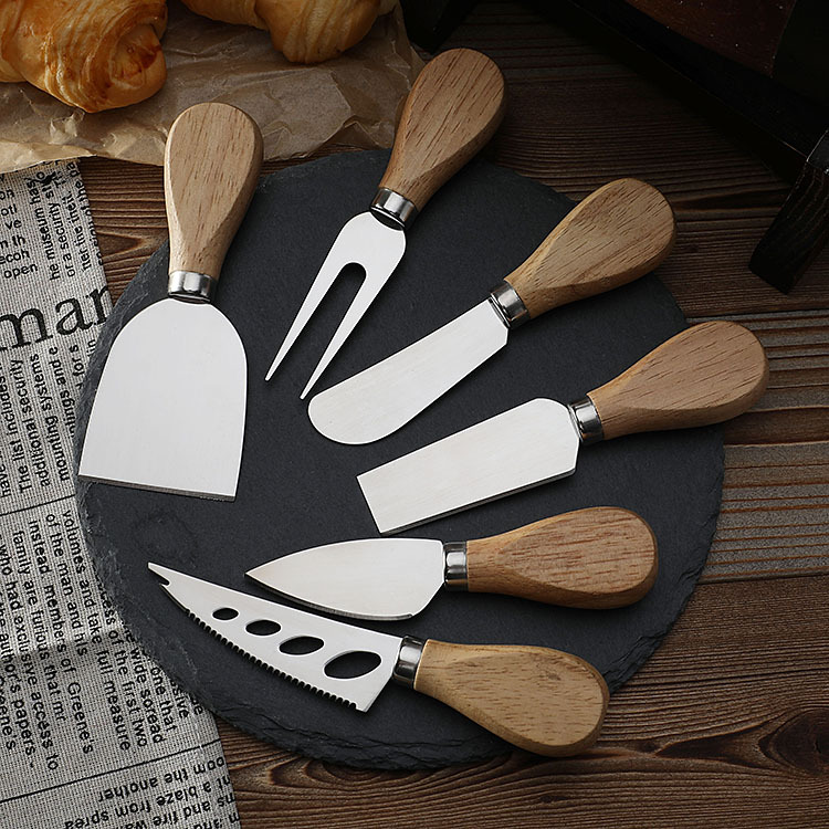 Rubber Wood Stainless Steel Cheese Knife Set Baking Tools Steak Knife Butter Butter Spatula Cheese Pizza Knife