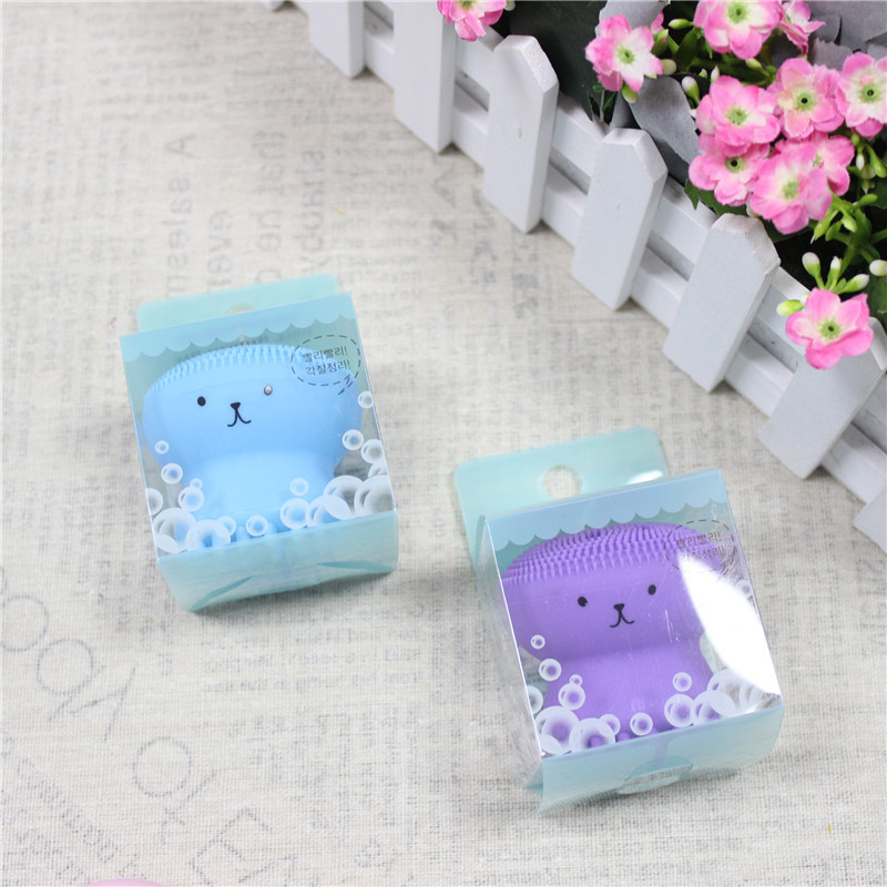 Multicolor Spot Silicone Small Octopus Facial Cleansing Powder Puff Brush Cleansing Facial Brush Massage Brush Makeup Remover Brush