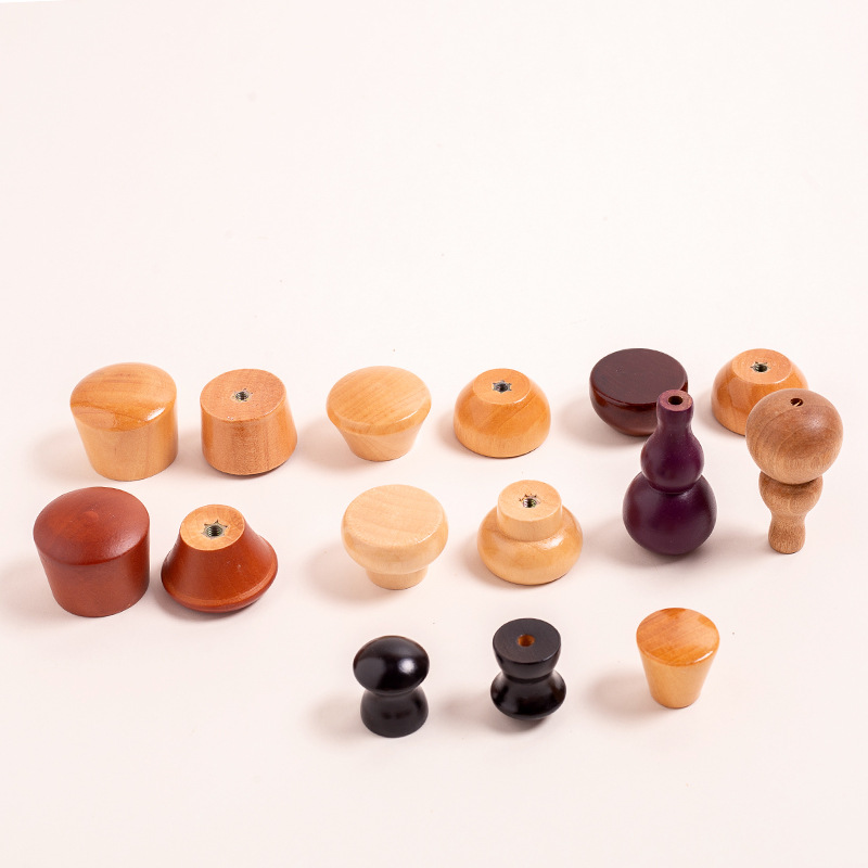 Mushroom Small Wooden Handle Single Hole Drawer Handle Solid Wood Door Handle Round Ball Handle Modern Simple Wardrobe Handle
