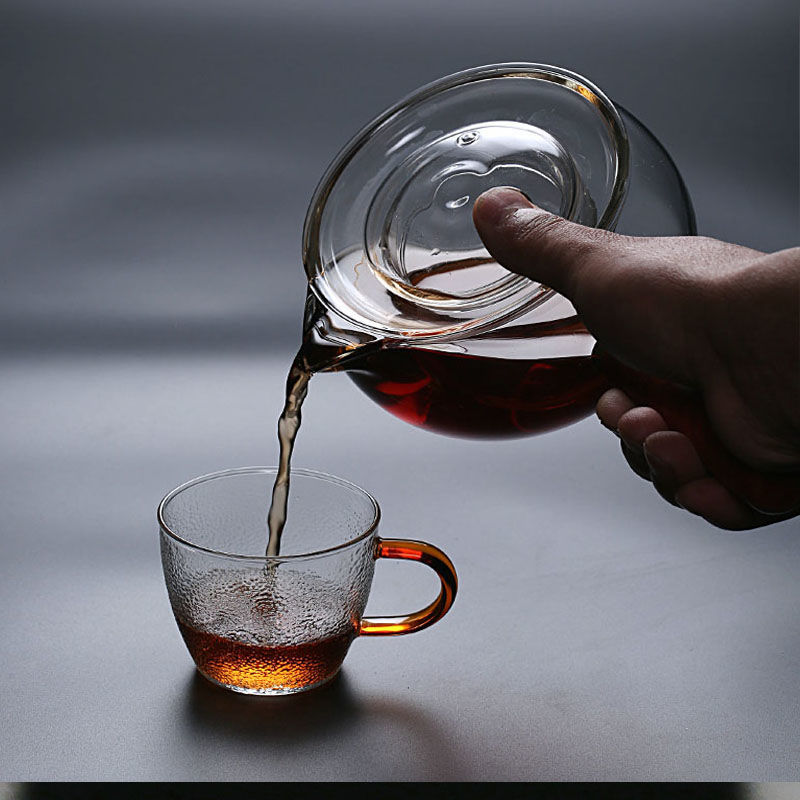 Thickened Glass Purple Clay Side-Handle Teapot, High Borosilicate Tea Maker, Steaming and Brewing Teapot, Small Green Tangerine Tea Water Separation Dual-Use