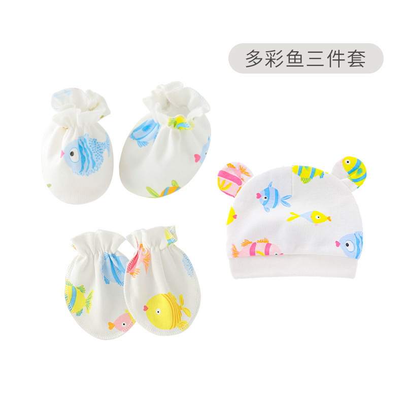 Foreign trade Europe and the United States newborn fetal cap anti-scratch gloves foot cover baby cap baby hand and foot cover 82104