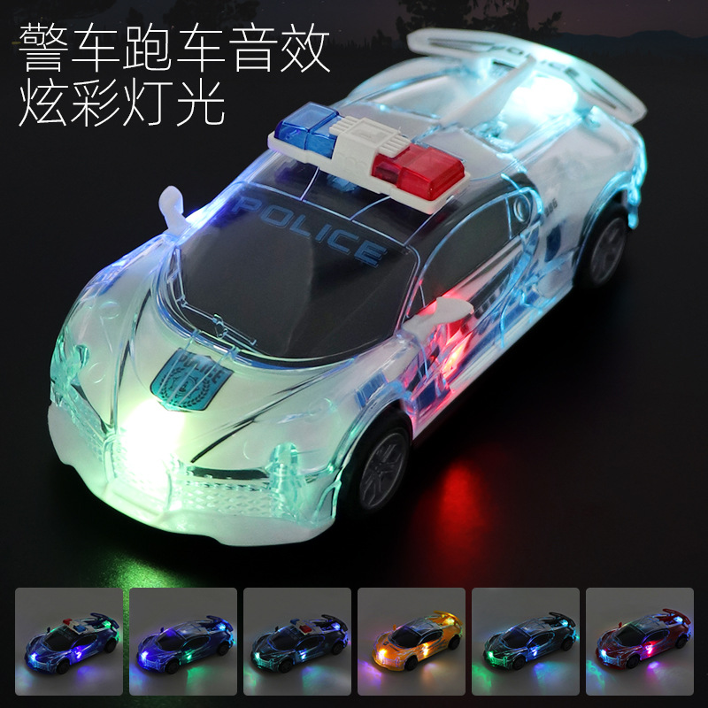 Children's Electric Toy Car Universal Car Police Car Inertia Sports Car Model Boy Light Music Night Market Stall Wholesale