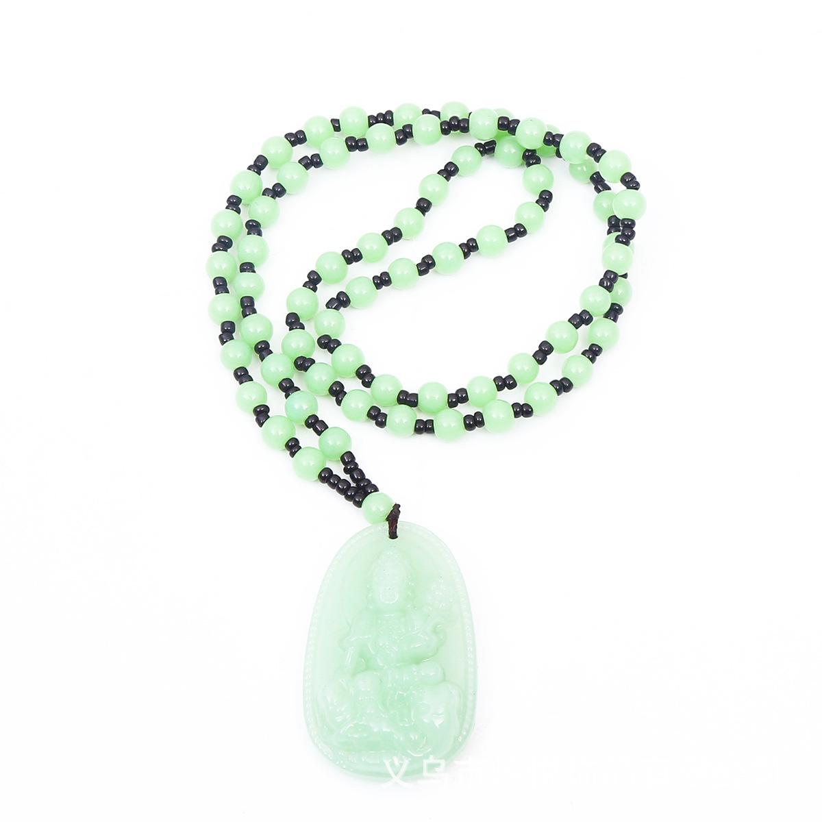 Manufacturer's Natural and Authentic Burmese Jade a Goods Light Green Guanyin Pendant Eight Patron Saint Pendant Jade Sweater Chain