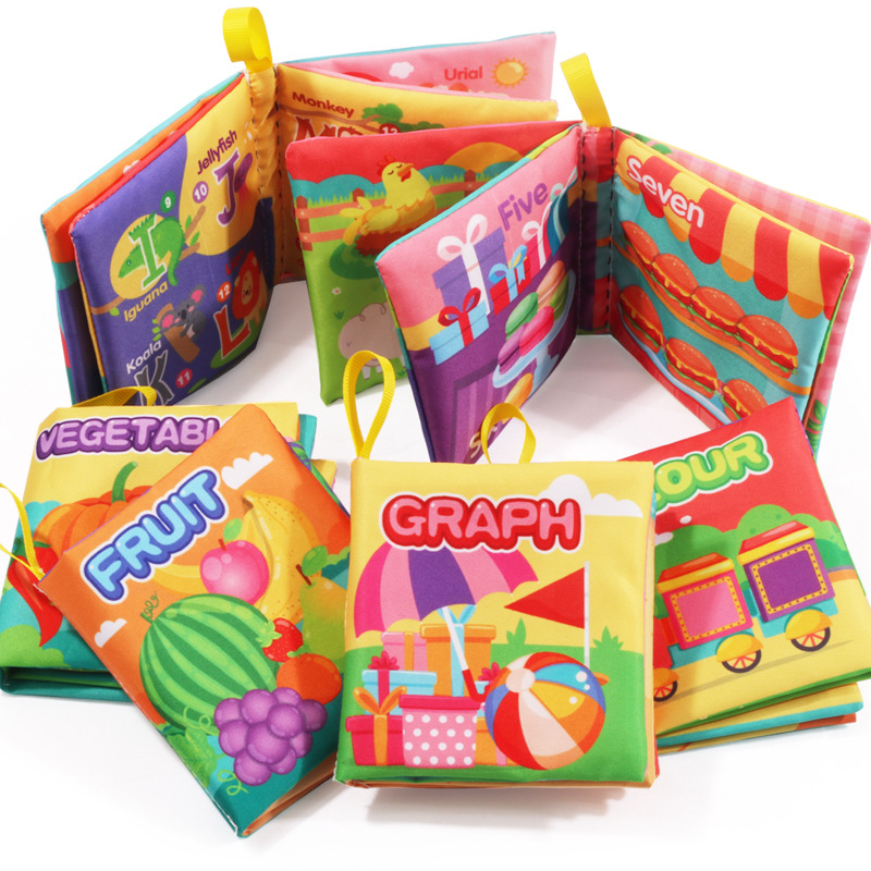 Книга из ткани для раннего обучения, познавательные игрушки, книга с формами, развивающая книга с звуковой бумагой