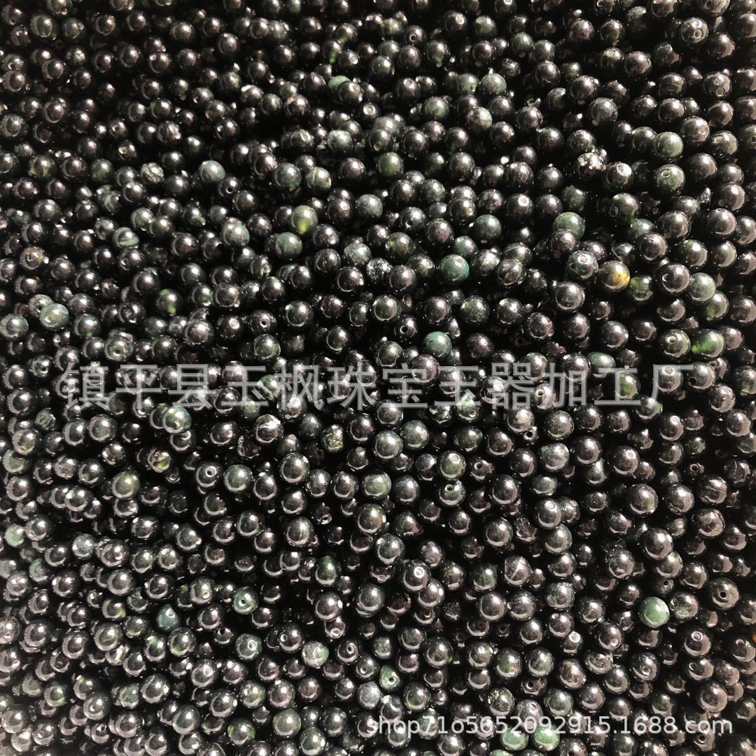 Factory wholesale medicine Wang stone loose beads black green jade beads large favorably broadcast source manufacturers