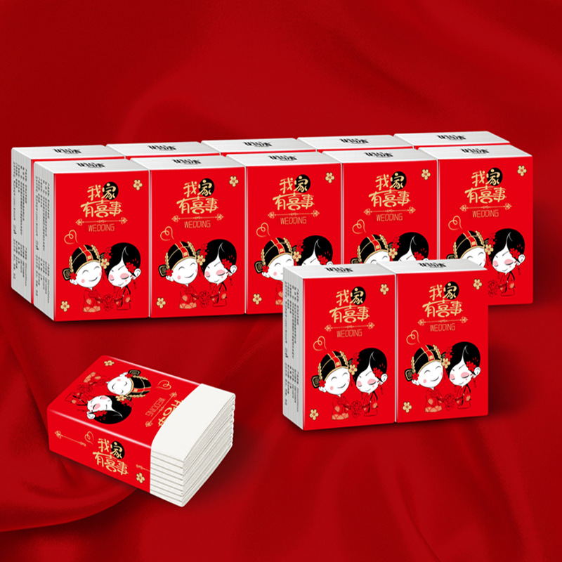 Hua Shijie 2-layer 7-piece Wedding Wedding Banquet Multi-purpose Handkerchief Paper Towel Hotel Napkin Small Bag Portable Face Towel