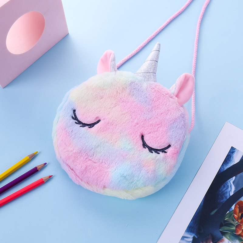 2020 New Children's Cartoon Cute Girl Unicorn Unique Personalized Style Colorful Hair Shoulder Crossbody Bag
