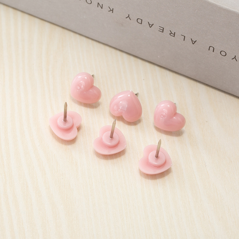 Yiwu factory I-shaped nails red love nails cork plastic thumbtacks press nails heart-shaped nails