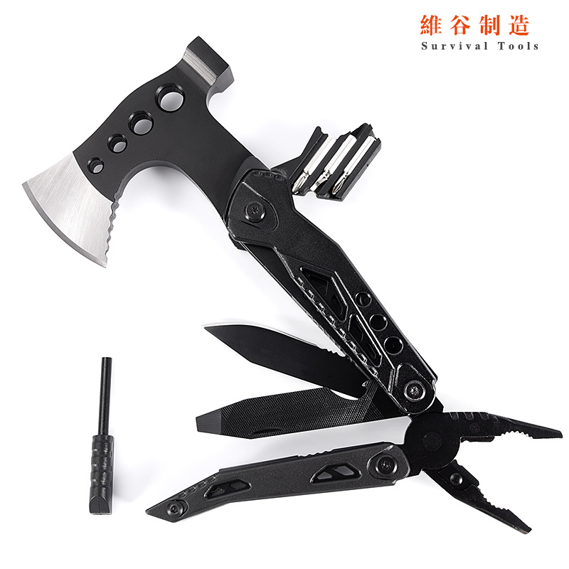 Многофункциональный кемпинговый топор в наличии, плоскогубцы, уличный кемпинговый инструмент, складной нож, плоскогубцы, молоток, портативный спасательный топор