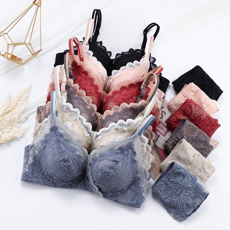 Популярное сексуальное кружевное нижнее белье без косточек, дышащее, пуш-ап для маленькой груди, регулируемый комплект бюстгальтера