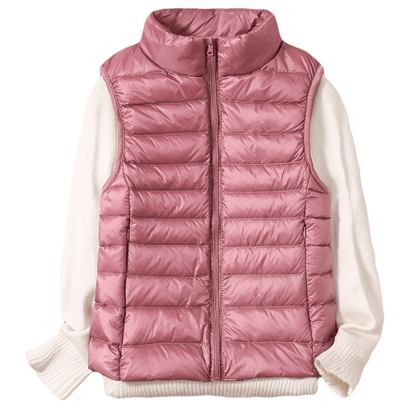 2023 autumn and winter New light down waistcoat ladies large size short Slim stand-up collar versatile vest women's tide