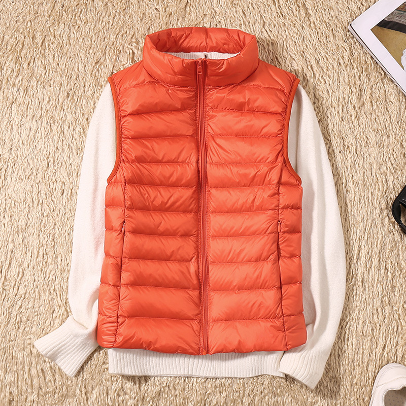 2023 autumn and winter New light down waistcoat ladies large size short Slim stand-up collar versatile vest women's tide