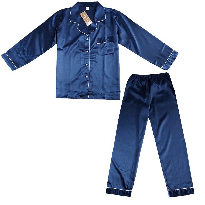 Han Yatong Silk Couple Pajamas Autumn Silk Cardigan Suit Spring Long Sleeve Home Wear a Generation of Hair