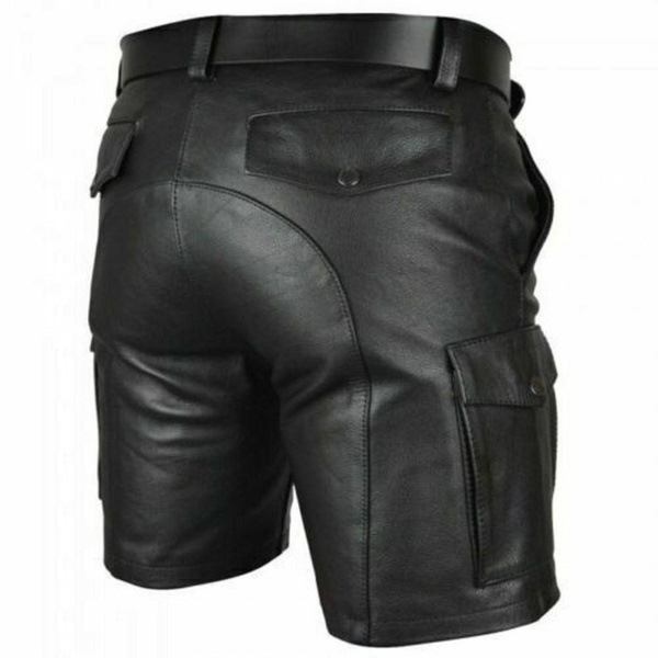 2020 Cross-Border New Hot Product Wish Amazon Hot Selling European and American Pure Color Pu Casual Men's Short Leather Pants Kz5826