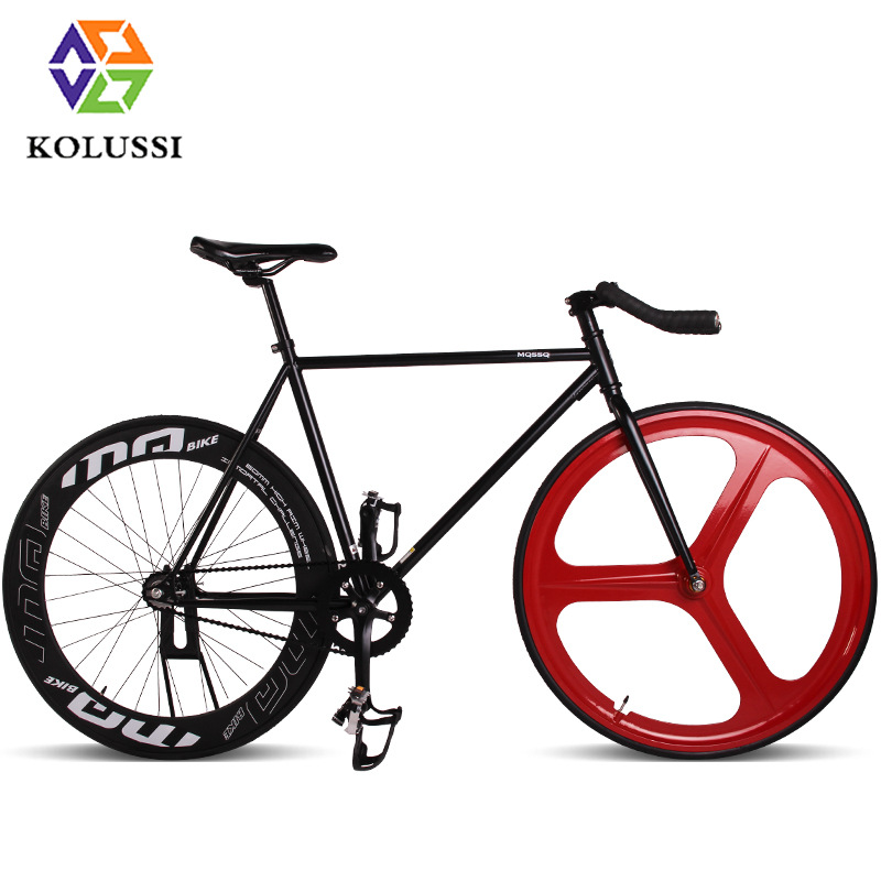 High carbon steel racing fancy flat flower professional dead-speed bicycle magnesium alloy three-knife wheel field race men's and women's bicycle