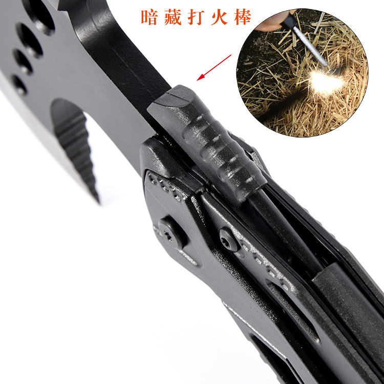In stock multifunctional camping axe pliers outdoor camping fire tool folding knife pliers hammer portable life-saving axe