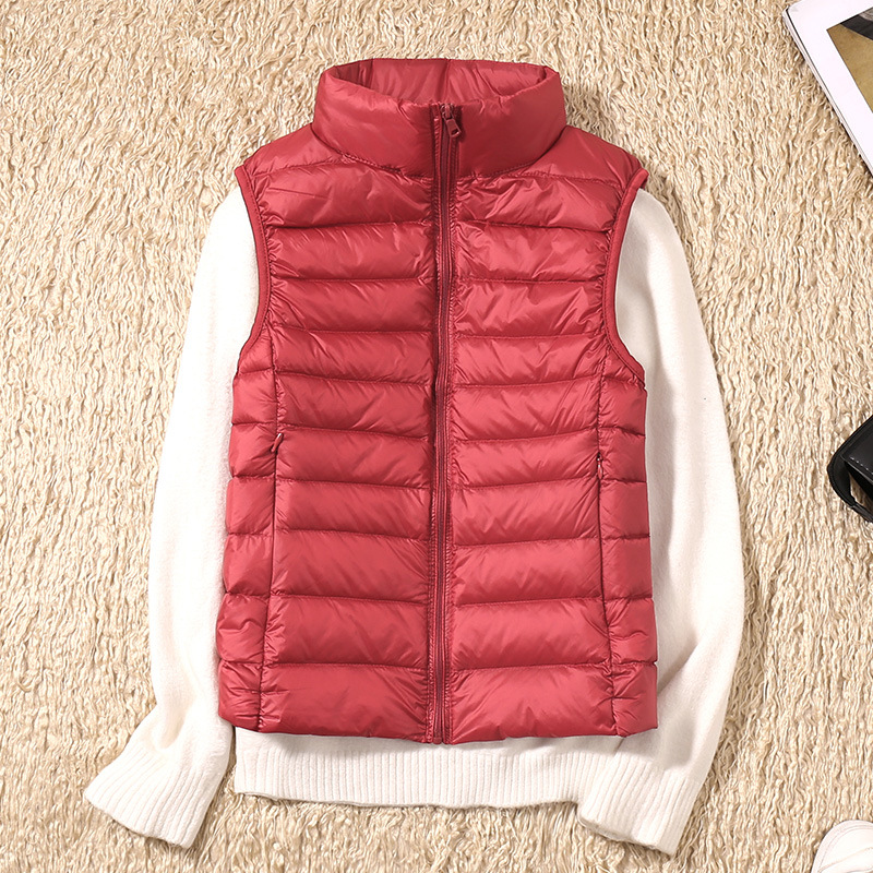2023 autumn and winter New light down waistcoat ladies large size short Slim stand-up collar versatile vest women's tide
