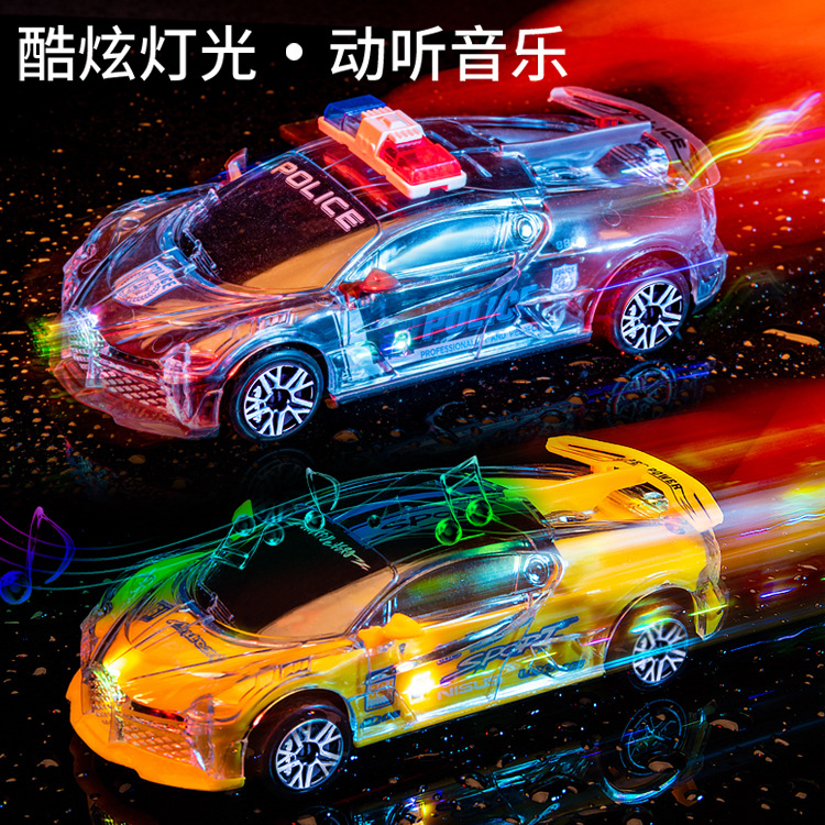 Children's electric universal wheel toy car boy simulation inertia with light music car Sports car racing car model