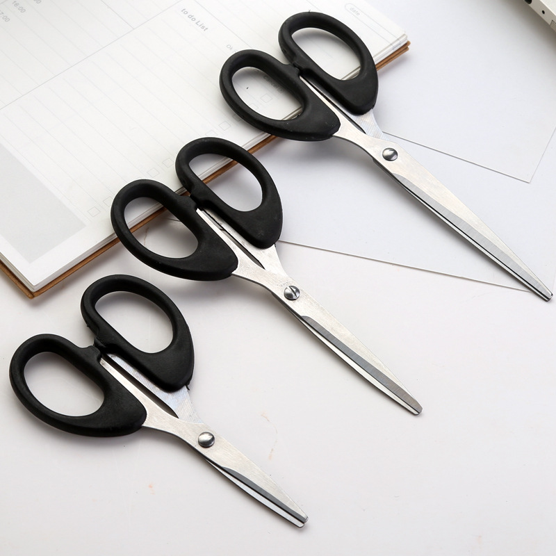 Office supplies stainless steel household scissors black office scissors student large thick hand scissors tools wholesale
