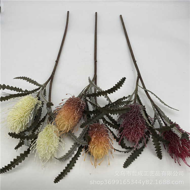 2 Fork Needle Pad Flower European Style Old Artichoke Simulation Plastic Flower Model Room Hotel Place Imperial Flower Super Realistic