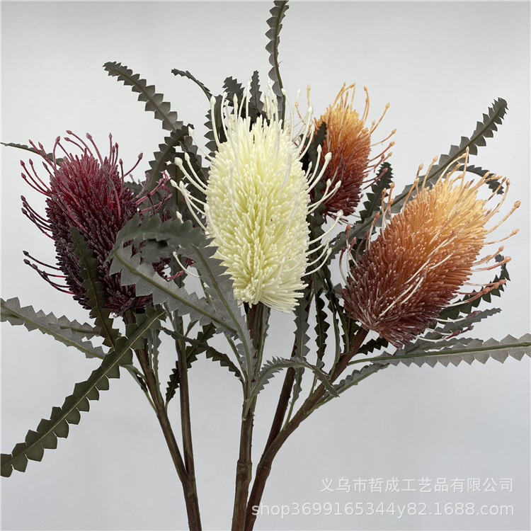 2 Fork Needle Pad Flower European Style Old Artichoke Simulation Plastic Flower Model Room Hotel Place Imperial Flower Super Realistic