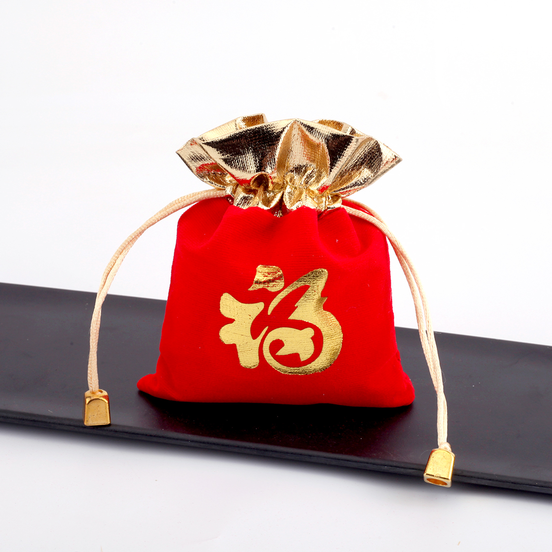 Bag bag wholesale red velvet bag pull strap jewelry bag Buddha beads lucky bag brocade bag play hand string velvet bag