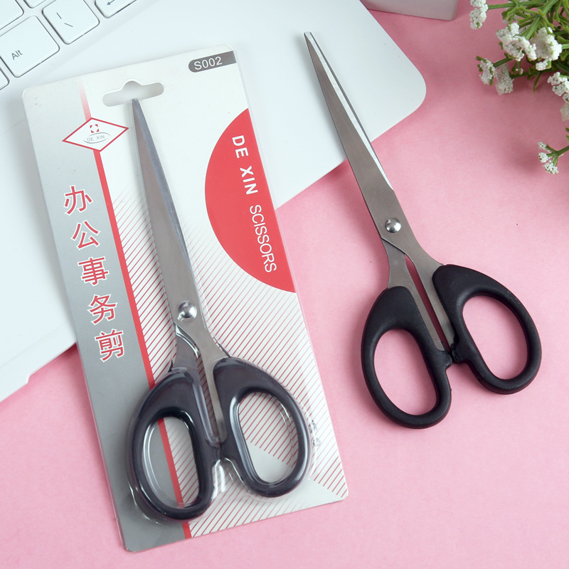 Office supplies stainless steel household scissors black office scissors student large thick hand scissors tools wholesale