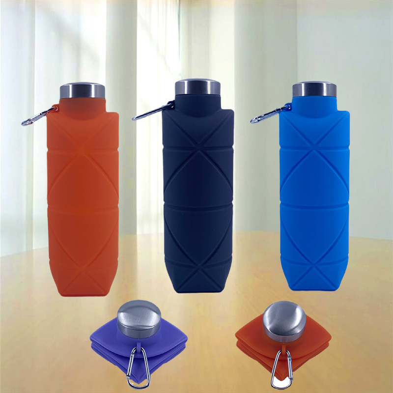 Outdoor Food Grade Silicone Portable Kettle Sport Water Bottle Water Bottle Rhombic Silicone Folding Water Cup
