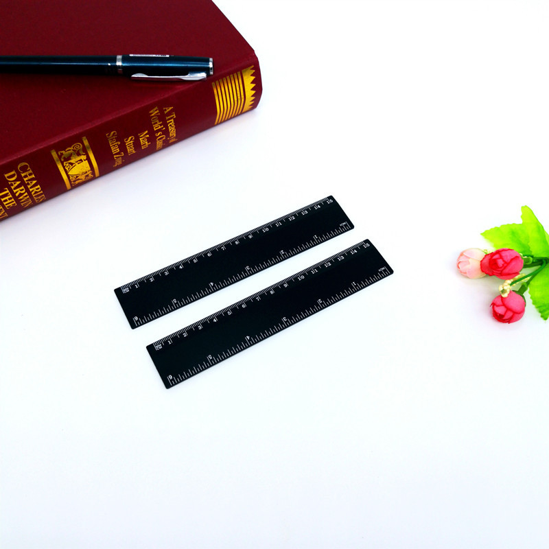 Children student 15cm plastic black double scale ruler logo advertising set ruler office stationery factory ruler