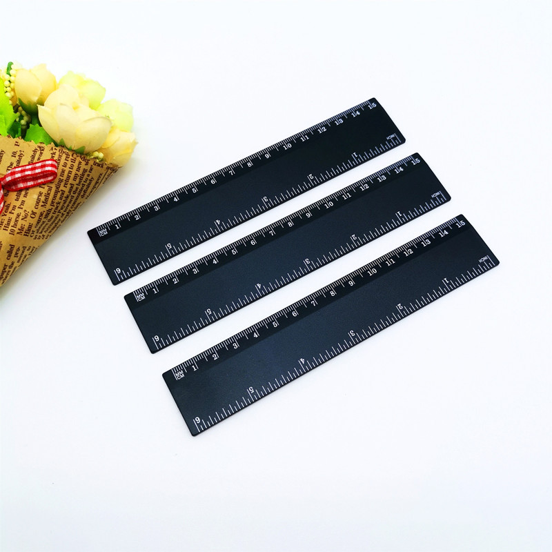 Children student 15cm plastic black double scale ruler logo advertising set ruler office stationery factory ruler
