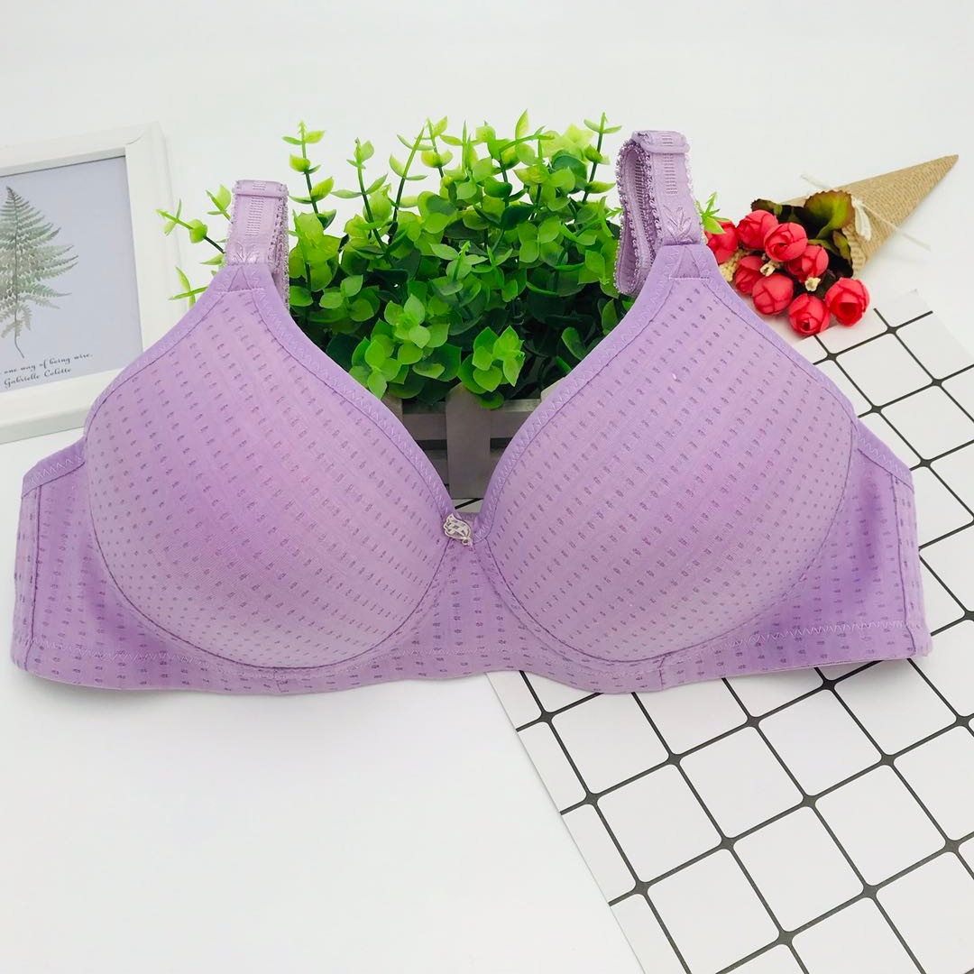 Bamboo Charcoal Lining Cup Cotton Bra 3-breasted Non-steel Rings Bra Mother's Bra Pure Cotton Thin Auntie Large Size 46