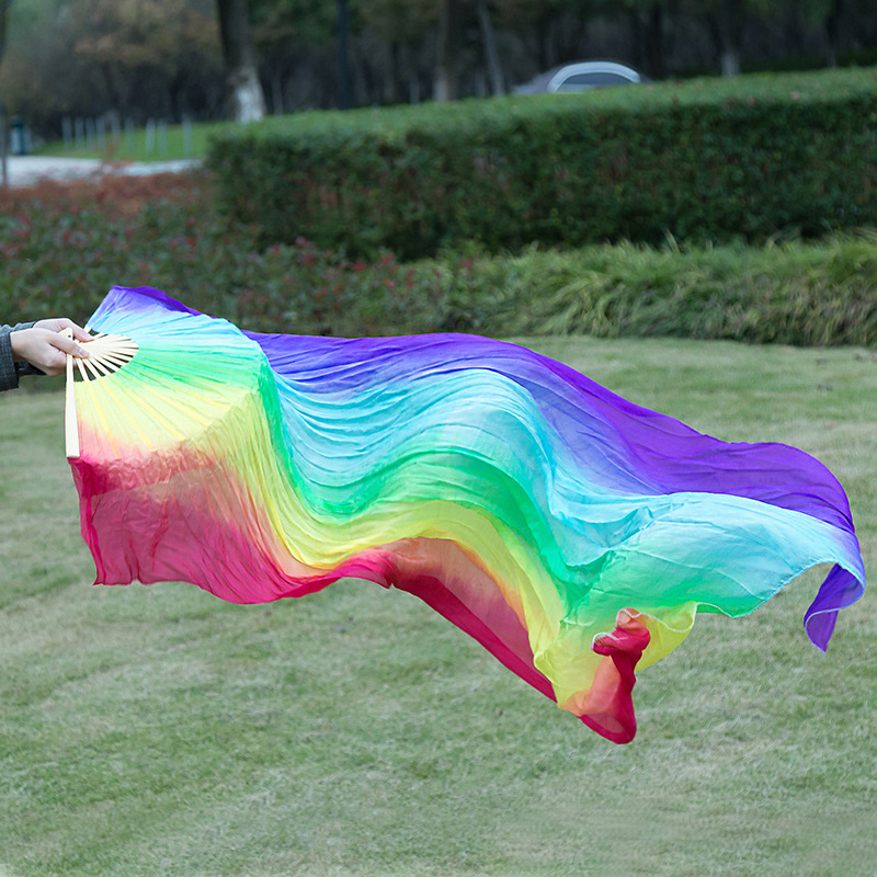 1.5 m three-color dance fan lengthened dancing fan Yangko long silk fan square dance morning exercise fan dance props