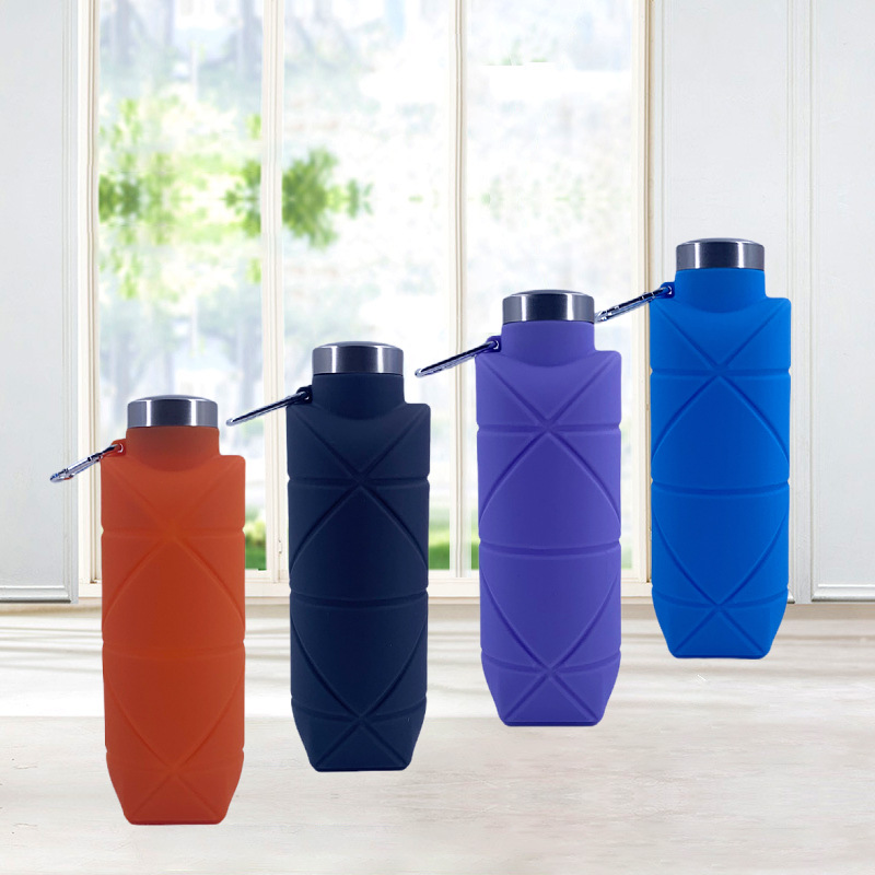 Outdoor Food Grade Silicone Portable Kettle Sport Water Bottle Water Bottle Rhombic Silicone Folding Water Cup