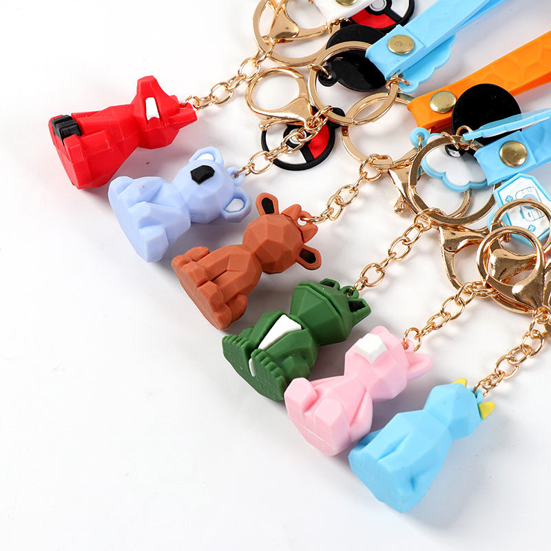 PVC soft rubber key chain key chain creative cartoon drop bag small pendant small gift in stock wholesale custom