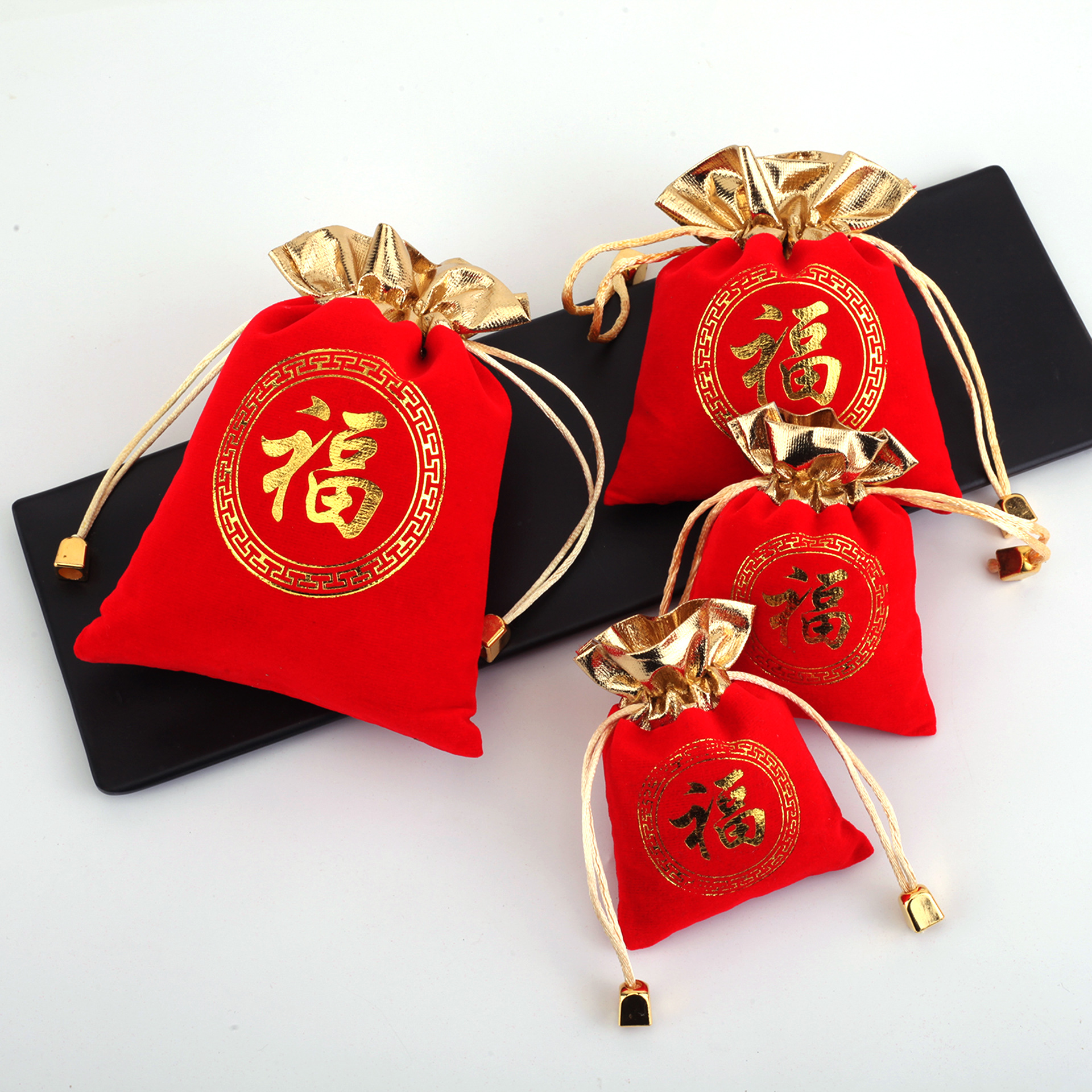 Оптовая красная бархатная сумка с ручкой для украшений мешочек на шнурке для бусин Будды