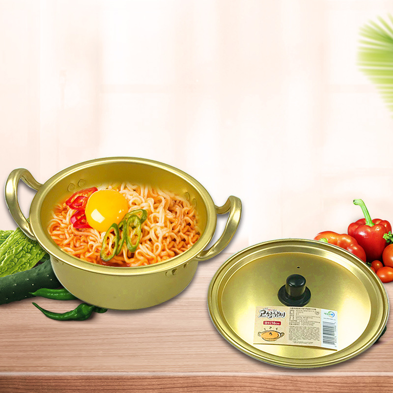 Korean-style induction cooker alumina ramen instant noodle pot South Korea yellow aluminum pot instant noodle pot soup pot commercial factory wholesale
