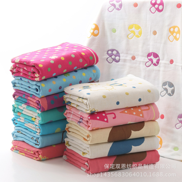 Happy small mu three-layer gauze cotton bath towel Gao Yang towel wholesale cartoon children's towel cotton gauze bath towel