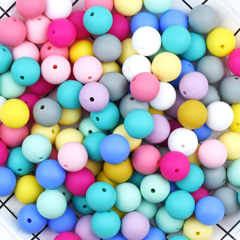 Cross-Border Silicone Beads Baby 15mm Candy Color Products Silicone Jewelry Anti-Drop Chain Accessories Spot Wholesale
