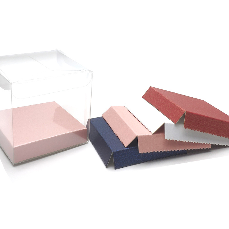 Transparent box paper holder hot sale multi-color paper holder small fresh base baking packaging white cardboard bottom holder universal transparent box