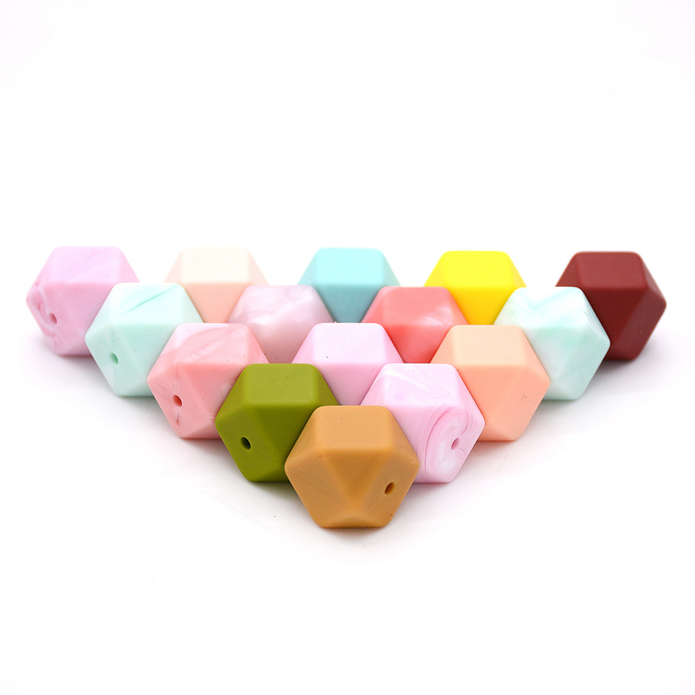 Silicone Beads Amazon Cross-Border Hot Selling Food Six-Sided Silicone Beads DIY Pacifier Chain Octagonal Beads Wholesale
