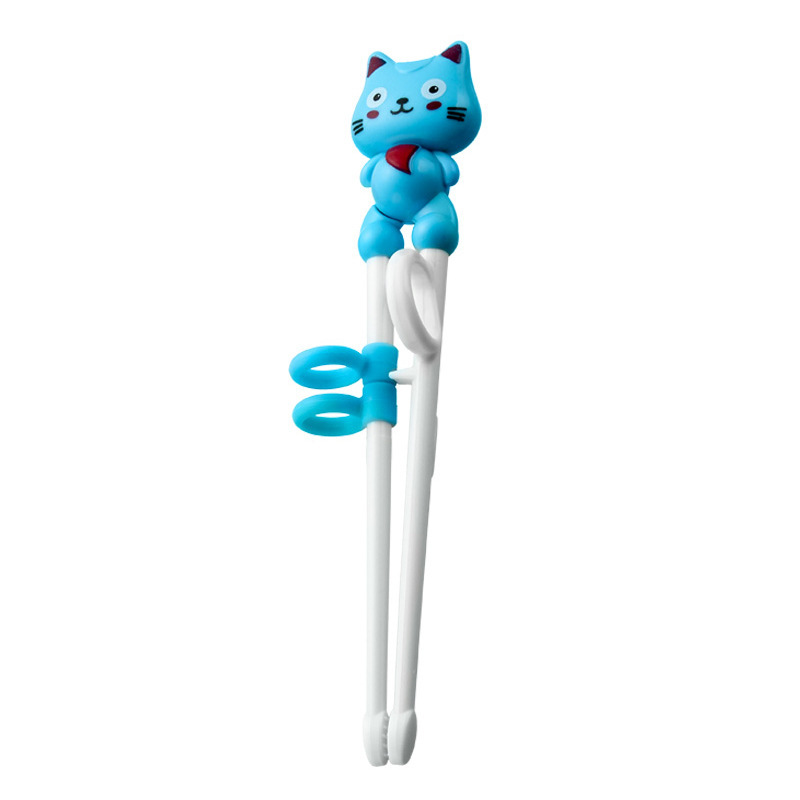 Children's Training Chopsticks Baby Correct Learning Mother and Baby Portable Cartoon Cat Chopsticks Card Packaging Two-Stage Practice Chopsticks