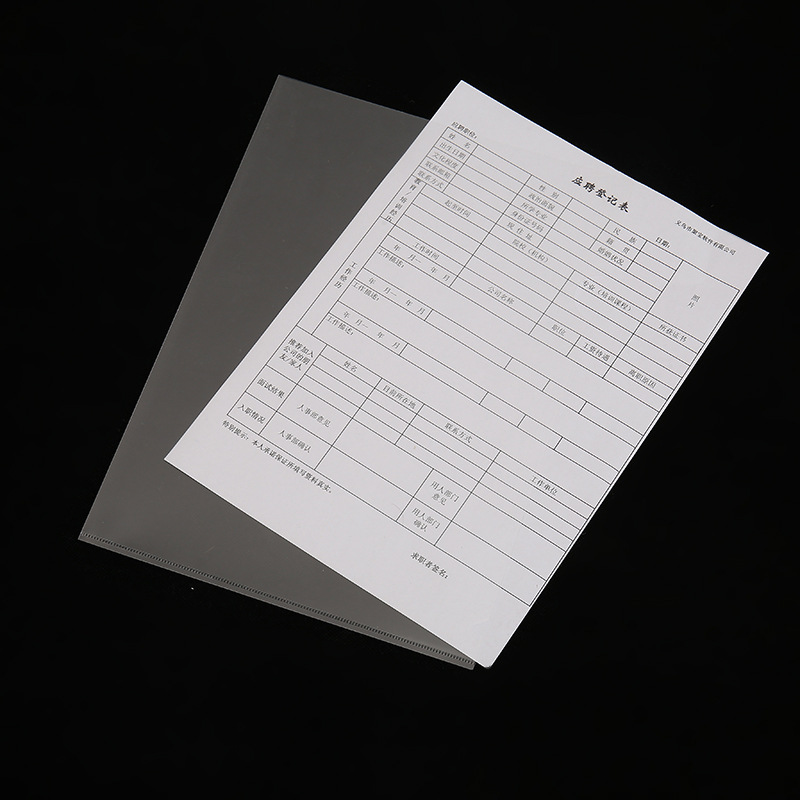 Transparent L-shaped folder pp single folder a4 file storage single folder can print logo two folder wholesale