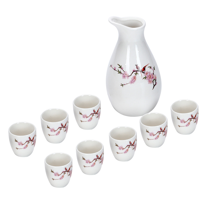 Supply of Simple Ceramic Wine Set 9-Head Ceramic Liquor Dispenser Wine Glass Flask Wine Factory Gift Logo