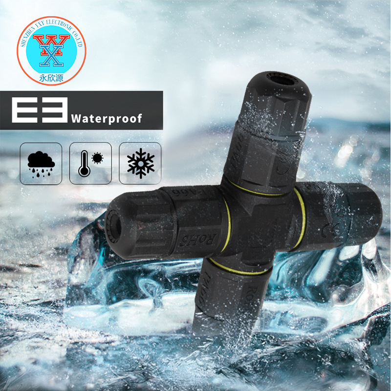 Direct selling YXYM20 cross type nylon waterproof connector four-way Aviation plug screw lock wire LED professional