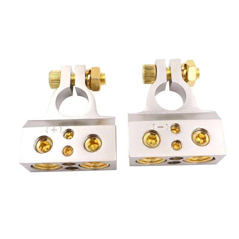 Car audio modification battery head battery clip battery head battery clip silver gold-plated connector battery pile head