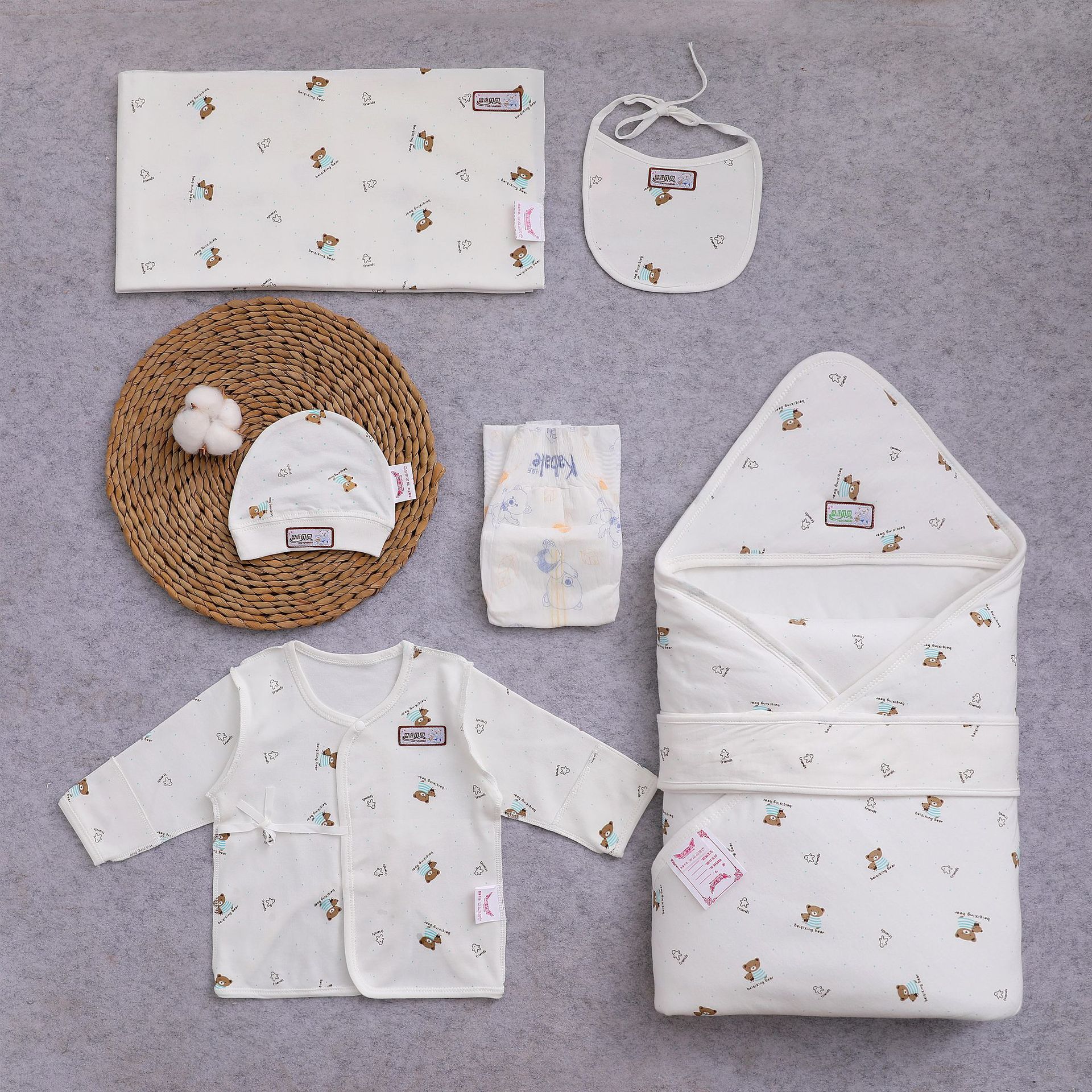 Source Factory Sweat Clothing Baby Products Five-Piece Newborn Set High Temperature Sterilization Vacuum Packaging Maternity Package