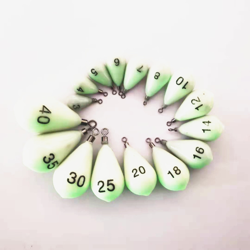 Fishing Supplies: Sea Fishing String Hooks, Squid and Octopus Plastic-Coated Luminous Eco-Friendly Swivels, Teardrop-Shaped Fishing Sinkers