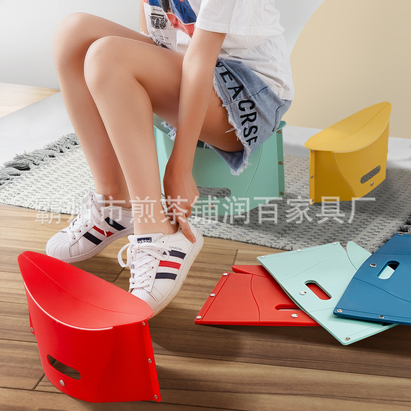 Plastic Folding Small Bench Folder Folding Stool ins Internet Popular Folding Stool Storage Bag Small Bench Plastic Stool